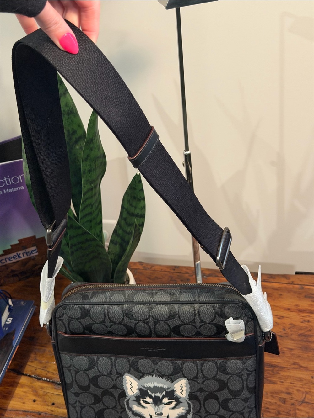 Coach Charles Camera Bag In Signature Canvas With Wolf Motif F31337 NWT - Picture 7 of 16